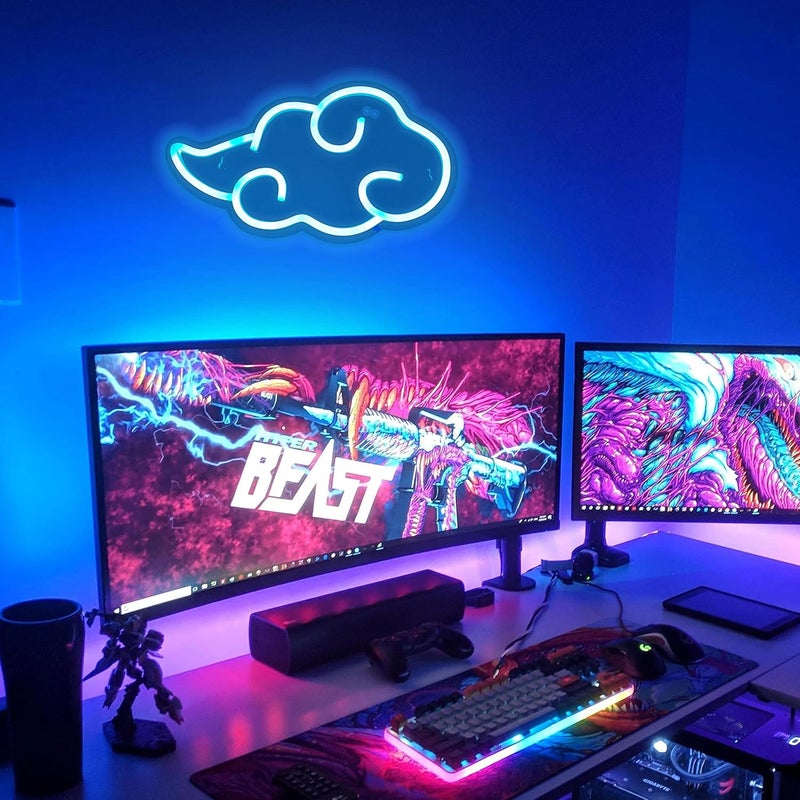 Dleouly Anime Neon Sign, LED Blue Cloud Neon Signs for Wall Decor, Dimmable Gaming Neon Sign Wall Signs USB Night Neon Light for Bedroom Game Room Man Cave Party, Gifts for Your Son, Boyfriend(12x7in) - Image 5